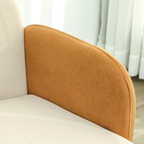 Poltrona Sala de Estar Poltrona para Dormitório com Apoio para os Braços e Pés de Madeira 72x87x82 cm Bege e Ocre