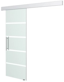 HOMCOM Porta de Correr de Vidro 77,5x205 cm Porta de Correr de Vidro com Trilho Translúcida | Aosom Portugal