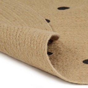 Tapete artesanal em juta com impressão pintas 150 cm