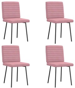 Cadeiras de jantar 4 pcs veludo rosa