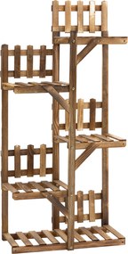 Estante de flores em madeira com suportes para vasos e plantas, 5 prateleiras 60 x 30 x 130 cm, madeira de abeto