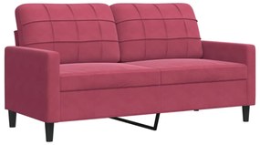3pcs conjunto sofás c/ almofadões e rolos veludo vermelho tinto