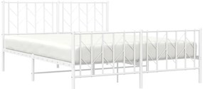 Estrutura de cama com cabeceira e pés 150x200 cm metal branco