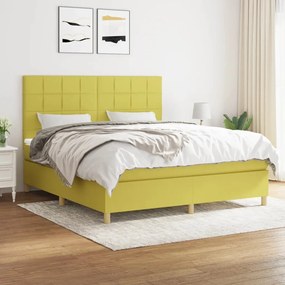 vidaXL Cama com molas/colchão 160x200 cm tecido verde