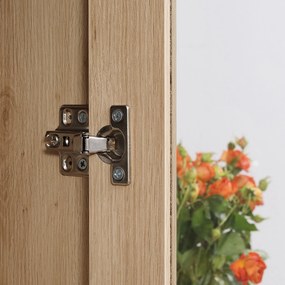 HOMCOM Armário de Cozinha Móvel Auxiliar de Cozinha com 1 Gaveta 4 Portas de Vidro Prateleiras Ajustáveis e Pés Elevados para Sala de Jantar Sala de Estar Anti-Tombamento 76x40x183cm Carvalho