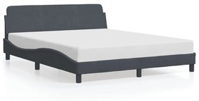 Estrutura de cama c/ cabeceira 160x200cm veludo cinzento-escuro