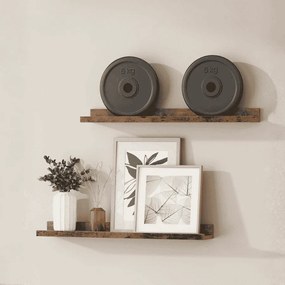 Conjunto de 2 prateleiras de parede 10 x 60 x 5/2 cm castanho vintage