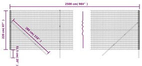 Cerca de malha de arame 2,2x25 m aço galvanizado verde
