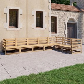 vidaXL 7 pcs conjunto lounge de jardim pinho maciço