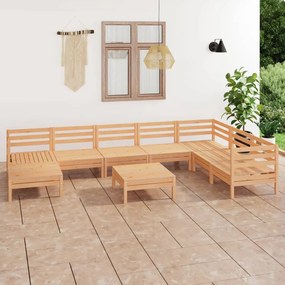 9 pcs conjunto lounge de jardim pinho maciço