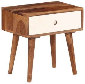 Mesa de cabeceira em madeira de acácia maciça 45x30x45 cm