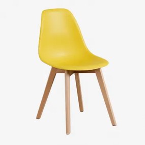 Pack De 2 Cadeiras De Jantar Em Polipropileno E Madeira De Faia Scand Nordic Amarelo Caril - Sklum