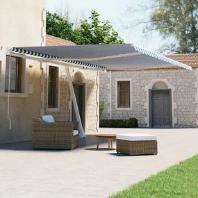 vidaXL Toldo automático independente 500x300 cm azul e branco