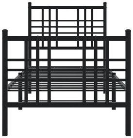 Estrutura de cama com cabeceira e pés 80x200 cm metal preto