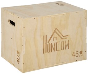 HOMCOM Caixa Pliometria Madeira Treino Funcional Alta Qualidade Carga Máxima 120 kg Design Ergonómico 45x40x60 cm | Aosom Portugal