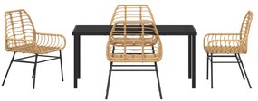 Conjunto de Jantar de Jardim 5 Peças Castanho Polyrattan
