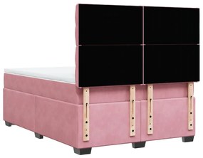 Cama com molas/colchão 160x200 cm veludo rosa