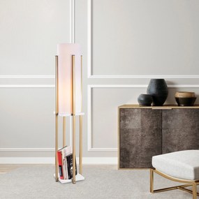 Candeeiro de Pé 7133 – Branco e Dourado – 25 x 25 x 130 cm