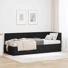 vidaXL Estrutura de Cama de Canto com Colchão 2 pcs Preto Veludo