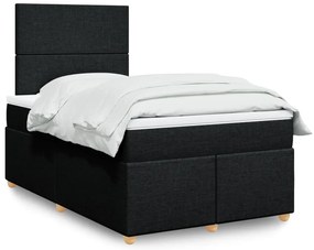 Cama com molas/colchão 120x200 cm tecido preto