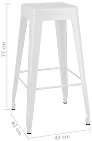 Bancos de bar empilháveis 2 pcs metal branco