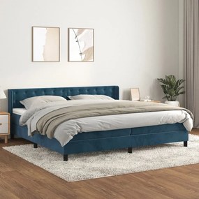 vidaXL Cama com molas/colchão 200x200 cm veludo azul-escuro