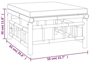 4pcs conj. lounge de jardim bambu c/ almofadões cinzento-escuro