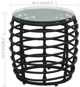 3 pcs conjunto bistrô vime PE preto
