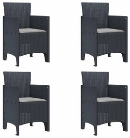 Cadeiras de Jardim com Almofadas 4 pcs Antracite