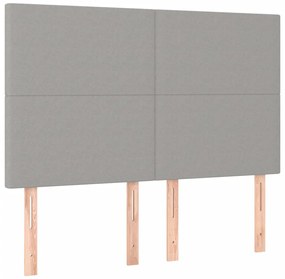 Estrutura de cama sem colchão 140x200 cm tecido cinzento-claro