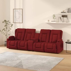 vidaXL Poltrona massagem 4 lug. reclinável + suporte copo tecido tinto
