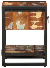 Mesa de cabeceira multicor 35x34x45cm madeira maciça recuperada