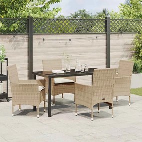 Conjunto de Jantar de Jardim com 5 Peças da , com almofadas bege em ra