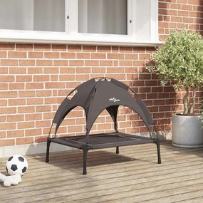 vidaXL Cama Elevada para Cães com Telhado Removível Castanha S Aço
