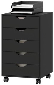 Bloco de Gavetas com Rodas Bloco de Gavetas para Escritório com 5 Gavetas  40x40x67 cm Preto