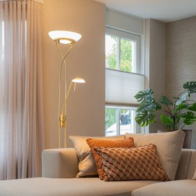 Candeeiro de pé latão com candeeiro de leitura incl. LED e dimmer - Empoli