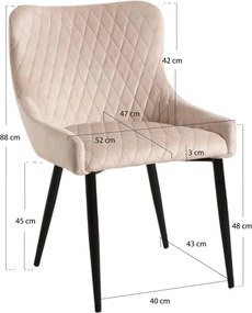 Pack 6 Cadeiras Sanda Veludo - Beige