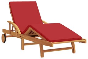 Espreguiçadeira do Sol com Almofada e Mesa em Madeira Sólida de Acácia