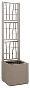 vidaXL Jardineira com Treliça - Marrom Claro - 36x36x140 cm - PP