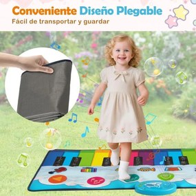 Tapete de piano para crianças com 8 sons de instrumentos com teclado para crianças com mais de 3 anos 120 x 47 cm Multicolor