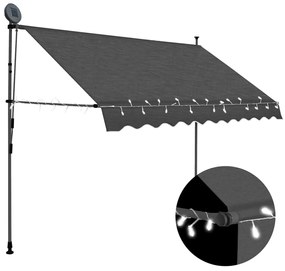 Toldo retrátil manual com LED 300 cm antracite