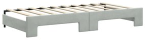 Sofá-cama c/ gavetão e colchões 90x190 cm veludo cinzento-claro