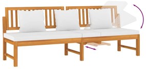 Sofá-cama c/ almofadão creme 200x60x75 cm madeira acácia maciça