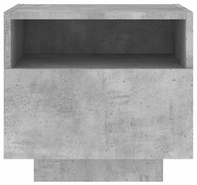 Mesa de cabeceira com luzes LED 40x39x37 cm cinzento-cimento