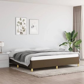 Estrutura de cama sem colchão 200x200 cm tecido castanho-escuro