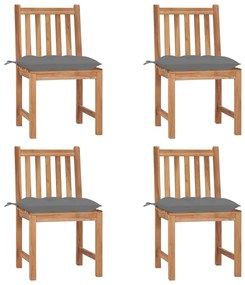 vidaXL Cadeiras de jardim c/ almofadões 4 pcs madeira de teca maciça