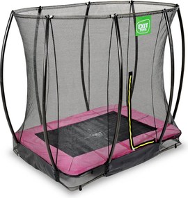 Trampolim retangular de solo Silhouette 153 x 214 cm com rede de segurança - rosa