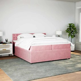 Cama com molas/colchão 200x200 cm veludo rosa