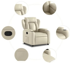 Poltrona reclinável couro artificial cor creme