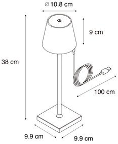 Conjunto de 2 candeeiros de mesa de exterior branco com LED e dimmer recarregável - Janet Moderno